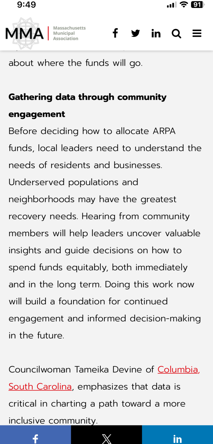 ARPA community input requirements